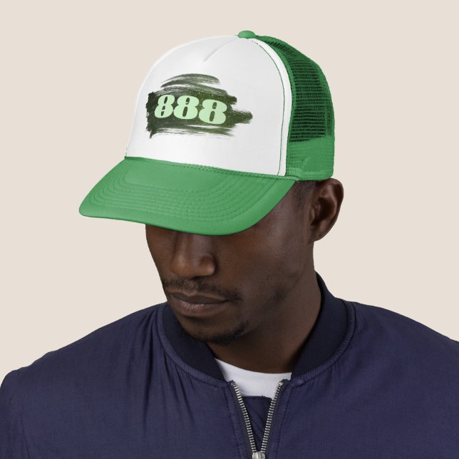 888 Green Glitter Number Abundance Manifestation Trucker Hat (In Situ)