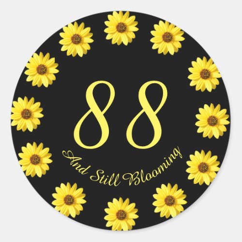 88 and Still Blooming 88th Birthday Sticker Seal