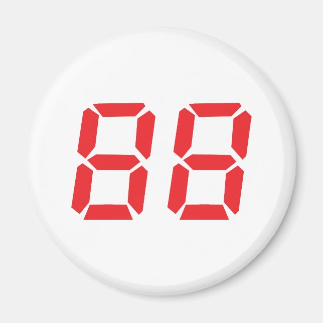 88 eighty-eight red alarm clock digital number magnet (Front)