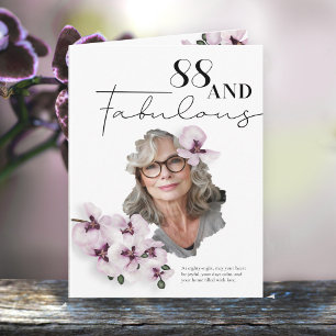 88 & Fabulous Orchid Photo Birthday Greeting Card