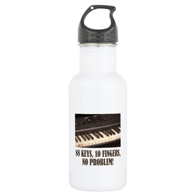 88 Keys, 10 Fingers, No Problem! Water Bottle (Front)
