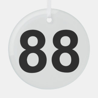 88 - number eighty-eight glass ornament