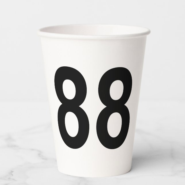 88 - number eighty-eight paper cups (Front)
