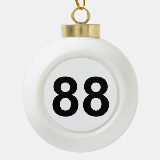 88 - number eighty-eight plate ceramic ball christmas ornament (Front)