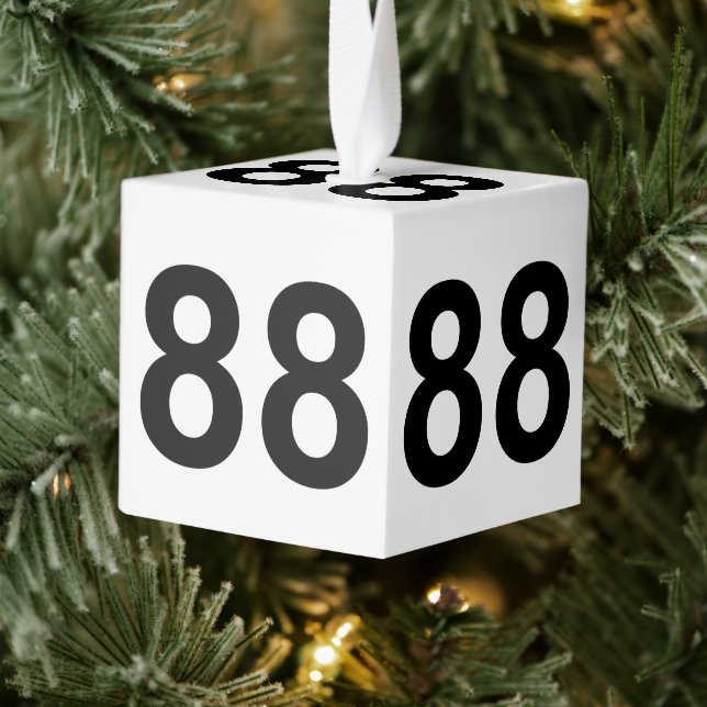 88 - number eighty-eight plate cube ornament (Tree)