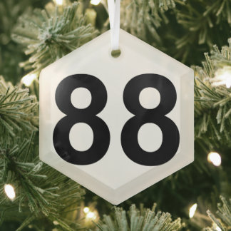 88 - number eighty-eight plate glass ornament