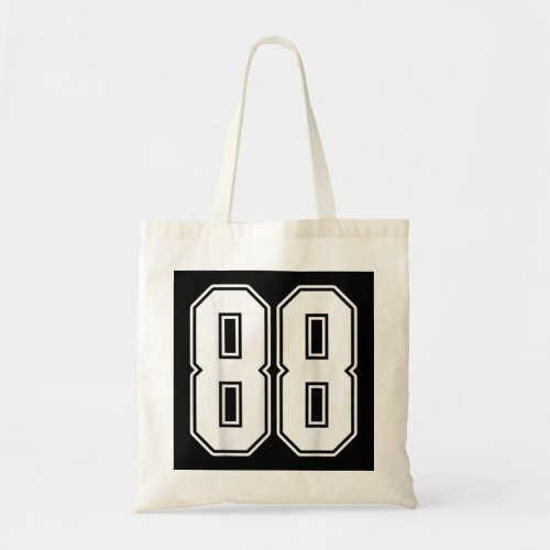 88 White Outline Number 88 Sports Fan Jersey Style Tote Bag