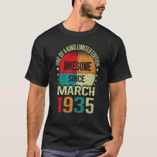 88 Year Awesome Since March 1935 Vintage 88th Birt T-Shirt
