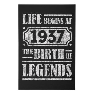 88 Year Old 1937 Birth Of Legend 88th Birthday Faux Canvas Print