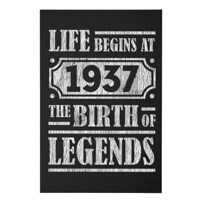 88 Year Old 1937 Birth Of Legend 88th Birthday Faux Canvas Print (Front)