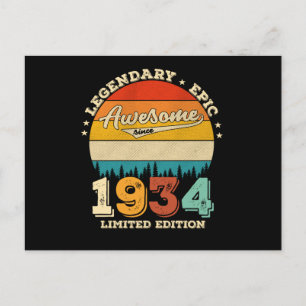 88 Year Old Awesome Since 1934 88th Birthday Gift Postcard