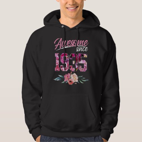88 Year Old Floral Birthday Awesome Since 1935 Wom Hoodie