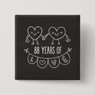88th Anniversary Gift Chalk Hearts Pinback Button