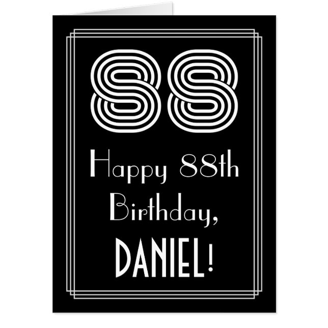 88th Birthday — Art Deco Inspired Look “88” + Name Card (Front)