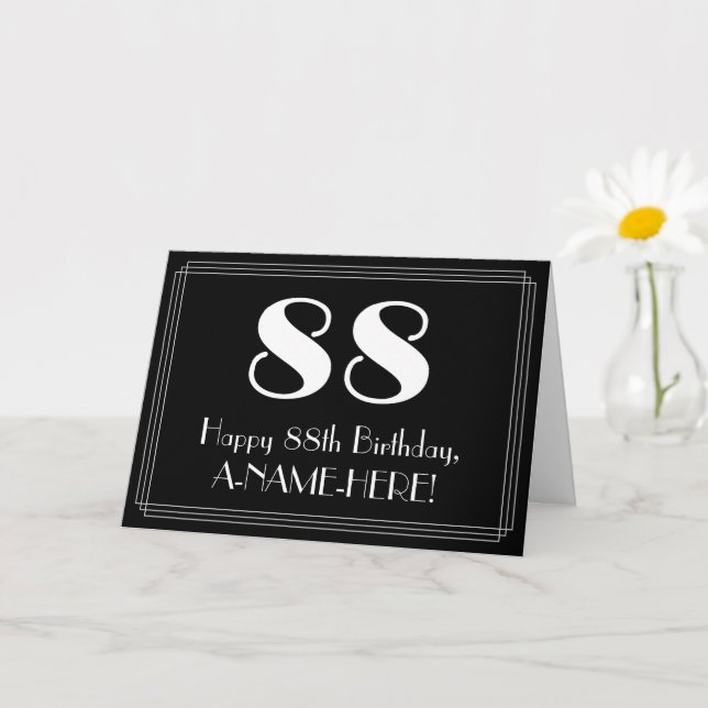 88th Birthday ~ Art Deco Inspired Look "88", Name Card (Small Plant)