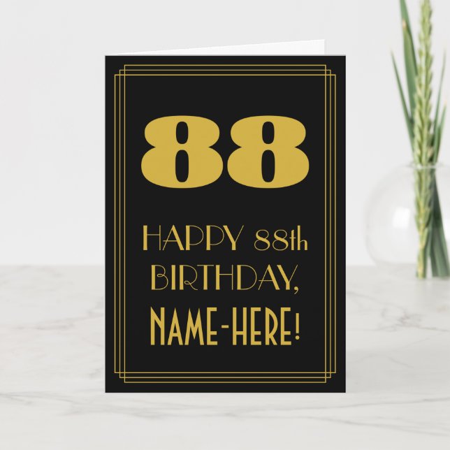 88th Birthday – Art Deco Inspired Look "88" & Name Card (Front)