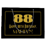[ Thumbnail: 88th Birthday — Art Deco Inspired Look "88" & Name Gift Bag ]
