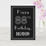 [ Thumbnail: 88th Birthday: Art Deco Style # 88 & Custom Name Card ]