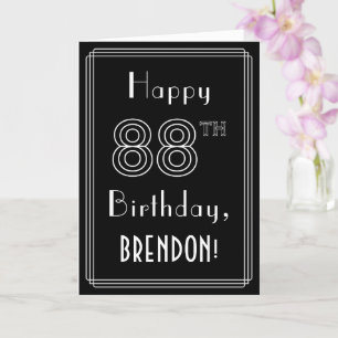 88th Birthday: Art Deco Style # 88 & Custom Name Card