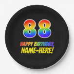 [ Thumbnail: 88th Birthday: Bold, Fun, Simple, Rainbow 88 Paper Plates ]