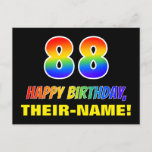 [ Thumbnail: 88th Birthday: Bold, Fun, Simple, Rainbow 88 Postcard ]