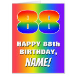[ Thumbnail: 88th Birthday: Colorful, Fun Rainbow Pattern # 88 Card ]