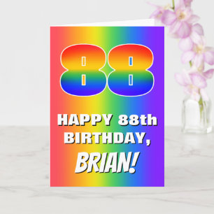 88th Birthday: Colorful, Fun Rainbow Pattern # 88 Card