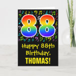 [ Thumbnail: 88th Birthday: Colorful Music Symbols + Rainbow 88 Card ]