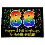 [ Thumbnail: 88th Birthday - Colorful Music Symbols, Rainbow 88 Gift Bag ]