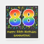 [ Thumbnail: 88th Birthday - Colorful Music Symbols, Rainbow 88 Napkins ]