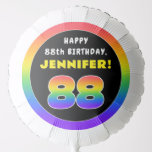 [ Thumbnail: 88th Birthday: Colorful Rainbow # 88, Custom Name Balloon ]