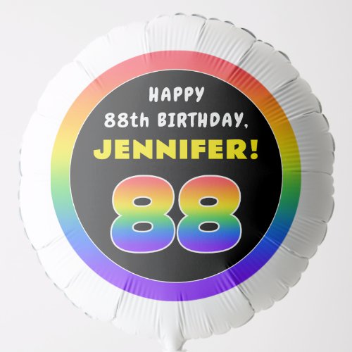 88th Birthday Colorful Rainbow  88 Custom Name Balloon