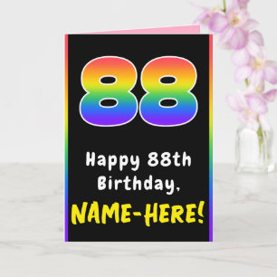 88th Birthday: Colorful Rainbow # 88, Custom Name Card