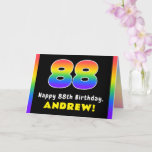 [ Thumbnail: 88th Birthday: Colorful Rainbow # 88, Custom Name Card ]