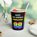 [ Thumbnail: 88th Birthday: Colorful Rainbow # 88, Custom Name Paper Cups ]