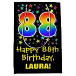 [ Thumbnail: 88th Birthday: Colorful Stars Pattern & Rainbow 88 Gift Bag ]