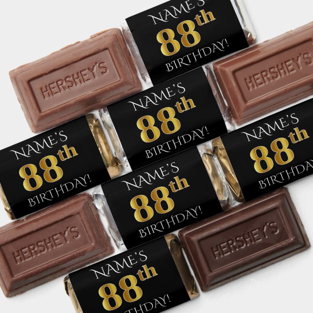 88th Birthday — Elegant, Faux Gold Look 88 + Name Hershey's Miniatures (Assorted)