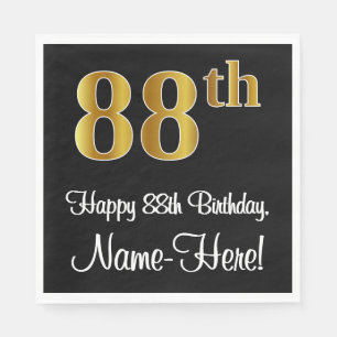 88th Birthday ~ Elegant Luxurious Faux Gold Look # Napkins