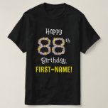 [ Thumbnail: 88th Birthday: Floral Flowers Number “88” + Name T-Shirt ]