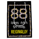 [ Thumbnail: 88th Birthday: Floral Flowers Number, Custom Name Gift Bag ]