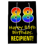 [ Thumbnail: 88th Birthday: Fun, Bold, Colorful, Rainbow "88" Gift Bag ]