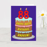 [ Thumbnail: 88th Birthday: Fun Cake and Candles + Custom Name Card ]