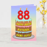 [ Thumbnail: 88th Birthday — Fun Cake & Candles, W/ Custom Name Card ]