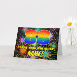 [ Thumbnail: 88th Birthday: Fun, Colorful Celebratory Fireworks Card ]