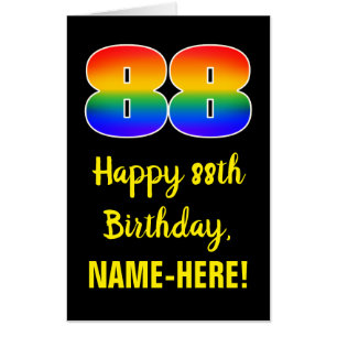 88th Birthday: Fun, Colorful, Happy, Rainbow # 88 Card