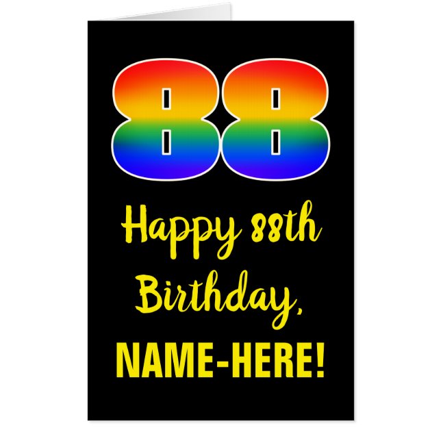 88th Birthday: Fun, Colorful, Happy, Rainbow # 88 Card (Front)