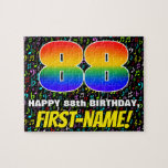 [ Thumbnail: 88th Birthday — Fun, Colorful Music Symbols & “88” Jigsaw Puzzle ]