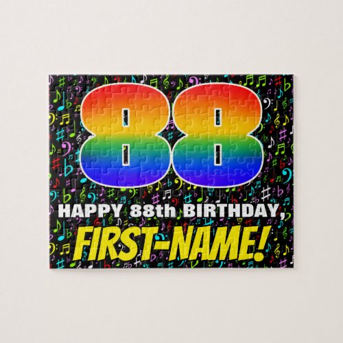 88th Birthday  Fun Colorful Music Symbols  88 Jigsaw Puzzle