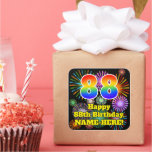 [ Thumbnail: 88th Birthday: Fun Fireworks Look, Rainbow # 88 Sticker ]