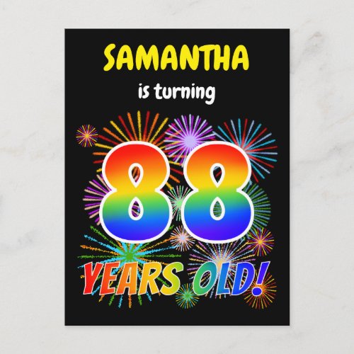 88th Birthday _ Fun Fireworks Rainbow Look 88 Postcard